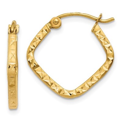 14K Gelbgold Diamantschliff Quadrat Creolen 0,94gm L-17mm B-17mm für Mama