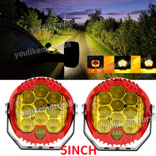 Pair 5inch 90w Led Work Light Bar Amber Yellow Pods Driving Spot Fog Offroad Suv Pair 5inch 90w Led Work Light Bar Amber Yellow Pods Driving Spot Fog Offroad Suv