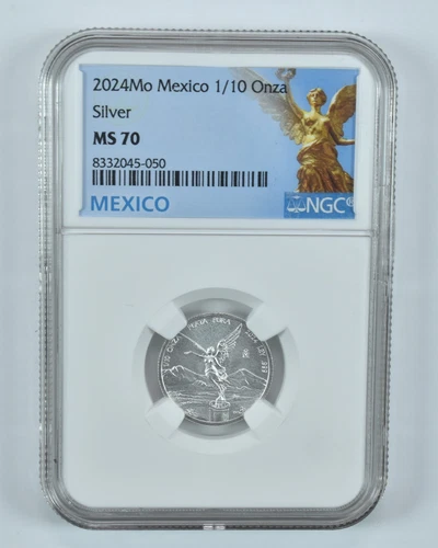 2024 Mo Mexico 1/10 Onza Silver Libertad MS70 NGC Mexico Label *1572