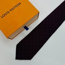 USED Tie LOUISVUITTON Louis Vuitton Damier tie black silk Japan