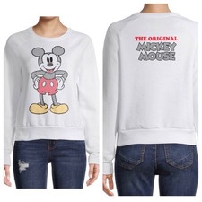 Disney Mickey Mouse Logo Long Sleeve Crew Neck Sweatshirt Junior Ladies, Size XS