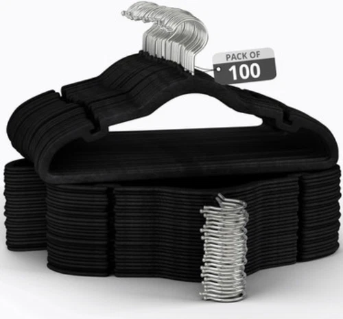 Non-Slip Velvet Clothes Hangers – 30/50/100/200 Pack, Black, Gray, Ivory