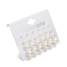 Pearl Stud Earrings Set - 12 Pairs Simulated Pearl Earrings for Wedding, Bridal,