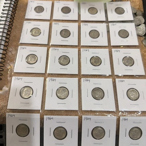 Lot of 20 Roosevelt Silver Dimes 90% Silver AU/BU in 2x2's