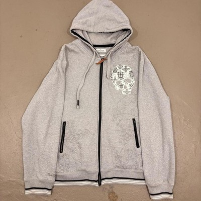 Y2K Marc Ecko Unltd Gray Zip Up Hoodie Skull Graphic XL