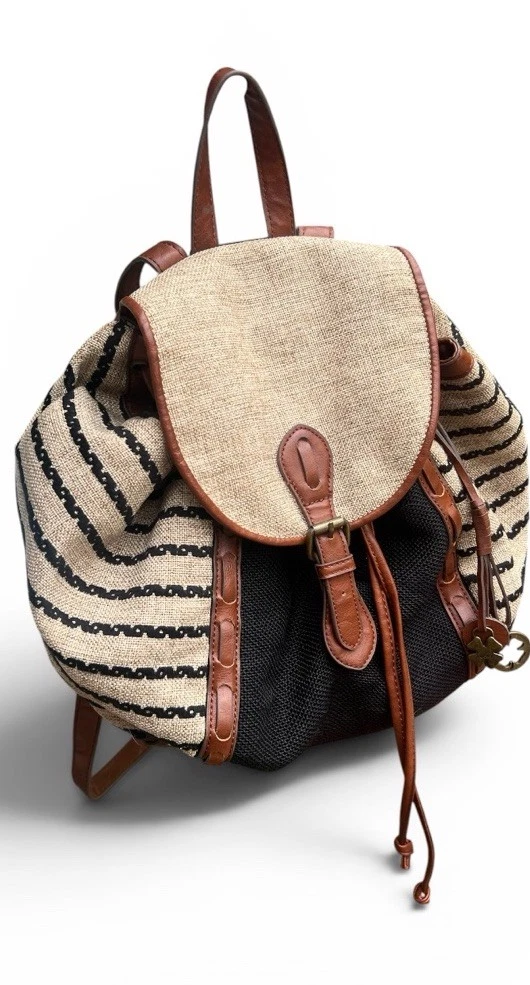LUCKY BRAND Kendal Striped Woven Blend Backpack Rucksack Bag Shoulder Linen LUCKY BRAND The Kendal Striped Woven Blend Backpack  main image 4