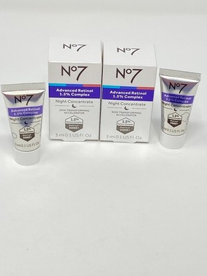 5 pc. No 7 Advanced Retinol Complex 1.5% Night Concentrate .1oz Travel  NEW