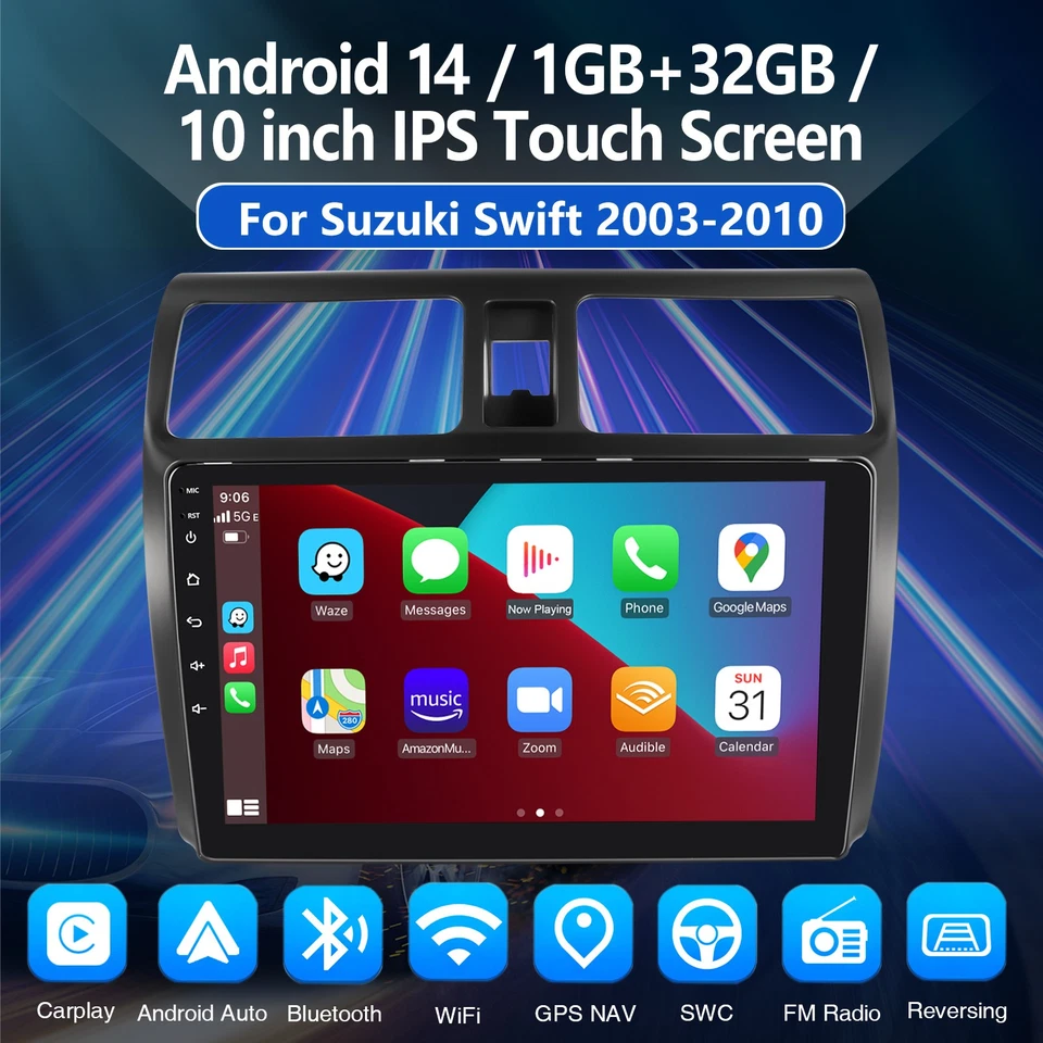For Suzuki Swift 2003-2010 Android 14 Carplay Car Radio Stereo GPS Head Unit 32G - image 2 of 4
