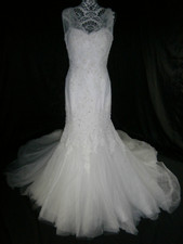 Jasmine 12 Ivory Wedding Dress Romantic Ball Gown Lace Tulle Bling Train 1,950