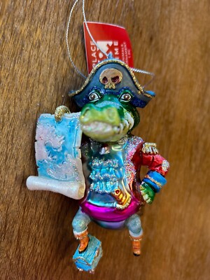 CROCODILE~ALLIGATOR PIRATE Glass Ornament NWT By Place & Time