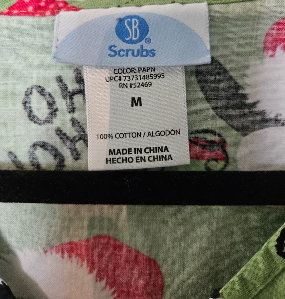 Blusa Médica Para Mujer SB Tema Navidad/Talla Mediana EE. UU./Ropa de Trabajo de Navidad Foto 4 de 4