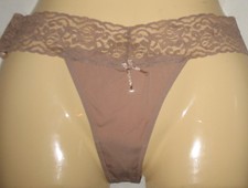 IMAGINATION - NEW X-LARGE - CAFE BEIGE STRETCH LACE THONG PANTY