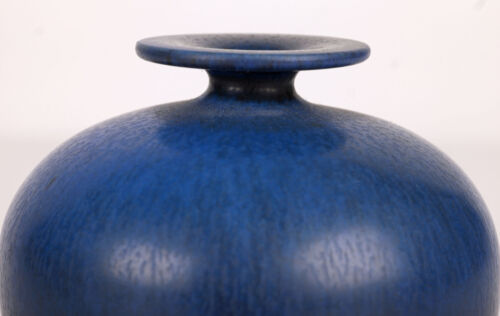 Berndt Friberg Gustavsberg Miniature Blue Haresfur Studio Pottery Vase - Picture 2 of 16