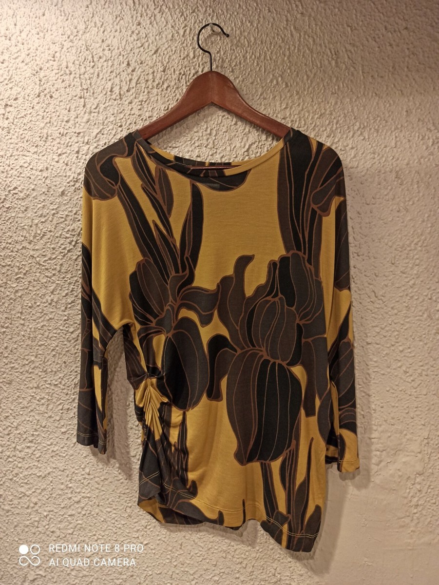 トップス Dries van noten flower print tops DRIES VAN NOTEN FLORAL PRINT ASYMMETRIC PALE YELLOW TOP size