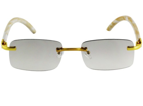 Retro Wood Buffs Vintage Style 90s Gangster Rimless Clear Lens Square EyeGlasses - Picture 37 of 49