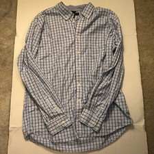 Tommy Hilfiger Shirt Men XL Long Sleeve Striped Blue and White Great Condition