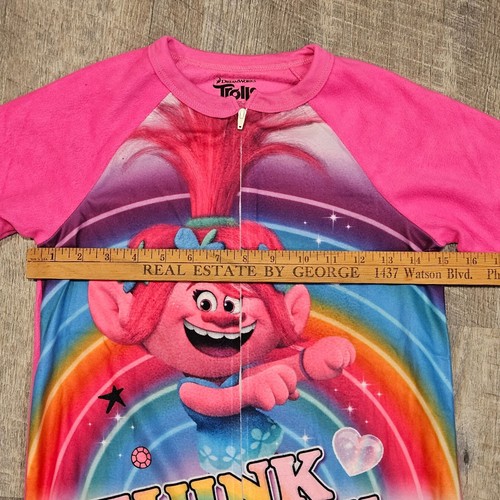 Trolls by Dreamworks Girls Youth Sleeper Front Zip PJ's Colorful Soft Size 10/12 - Picture 4 of 10