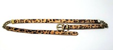 NEW FOSSIL GOLD BRASS TONE BUCKLE+CHAIN LINK,HAIR CALF CHEETAH LEATHER BELT S