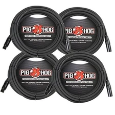 Pig Hog 8mm Mic Cable, 20ft XLR Tour Grade Microphone Cable - 4 PACK