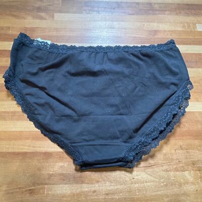 Jenni Women's Lace Trim Hipster Underwear 2 pack 1X black 
