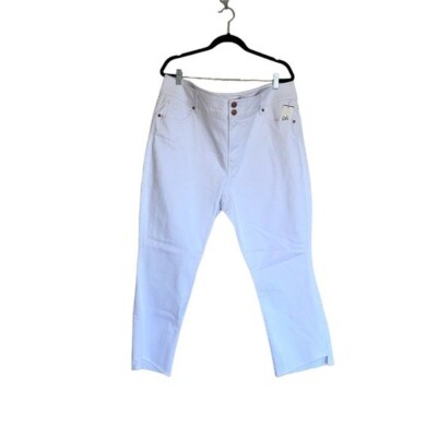 Cabi Hi-Low Crop White Women's Jeans Frayed Hem Sz. 6. #5879