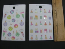 The Paper Studio Stickers PARTY HATS GIFTS POPPERS CONFETTI 2 Sheets