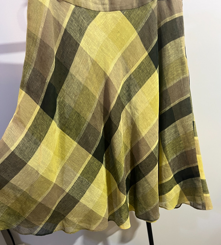 Jones New York Women 10 Lt Green Plaid Linen Blend Skirt Lined VTG Lined - Picture 2 of 6