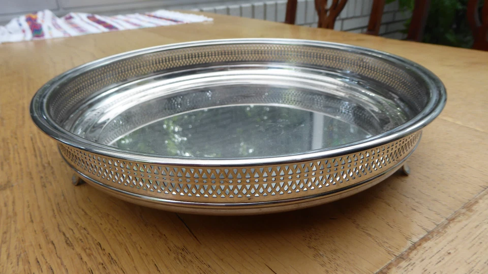 Tablett, silverplated, Durchmesser: 25 cm, Höhe: 5 cm