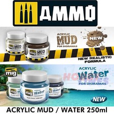 Ammo ACRYLIC MUD & CLEAR WATER 250ml Primers Full Range Mig Jimenez