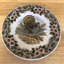1 Bread Plate Thanksgiving Churchill Turkey Myott Factory Illustration England