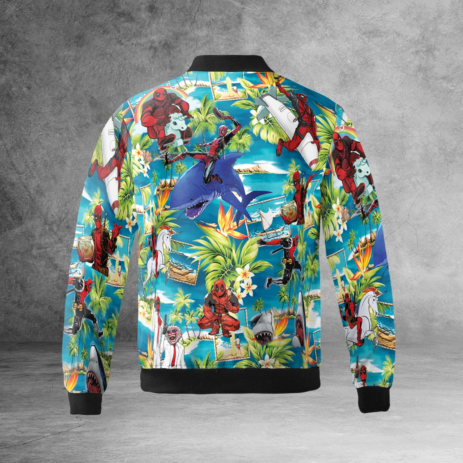 Funny Deadpool Playing In The Sea Tropical Summer Vibes Superhero Jacket