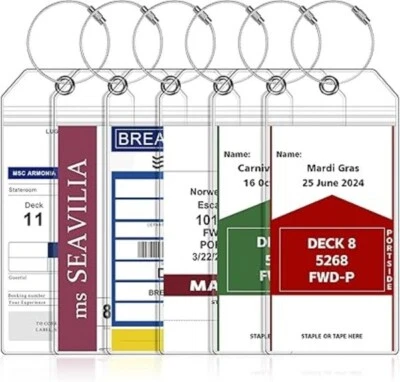 6 Pack Luggage Tags for Cruise Ship Essentials for NCL, Princess, Carnival, Wide