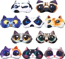 2 Pack Cat Dog Fox Tiger Sleep Mask Eye Blindfold Cover Fun Kids Women Men Gift