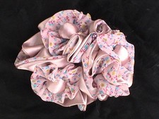 SILKY METALLIC PINK SCRUNCHIE WITH BEADS - UNIQUE CUTE