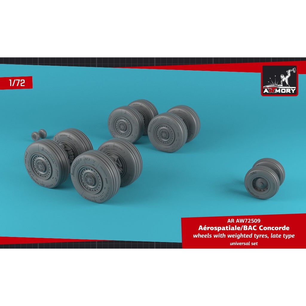 Armory Models AR AW72509 Scale kit 1/72 Concorde wheels w/ weighted tires, late