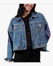 G-iii 4her By Carl Banks Baltimore Ravens Denim Jacket Size Large Nwt Jeweled