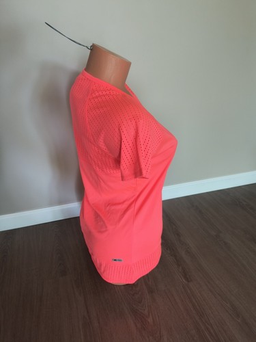 RBX Women's Neon Orange Active Wear Eyelet Short Sleeve Shirt Size Small - Picture 5 of 7