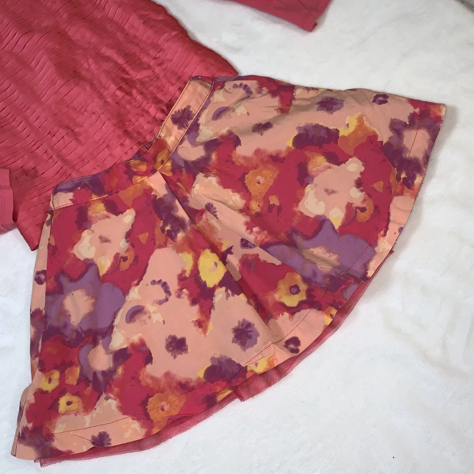 Gap Kids Girls Coral Blouse Satin Ribbon Across Top Skirt Maxing Colors Size 8 - Image 4 of 4