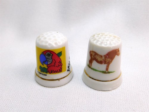 LOTE de dedales de madera de porcelana vintage de 18 piezas pintado a mano Canadá México y más - Imagen 5 de 20