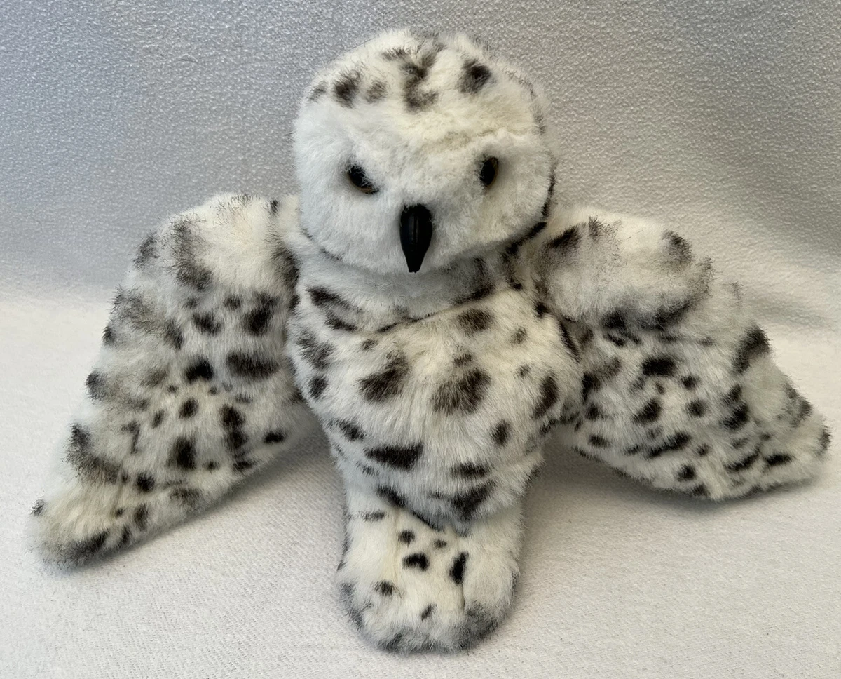 FOLKMANIS Snowy Owl Hand Puppet Plush White Black Swivel Head 12