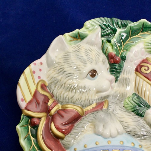 Fitz and Floyd Essentials Kristmas Kitty Canape Plate Christmas Kitten Adorable - Picture 2 of 5