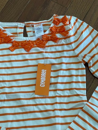 Gymboree Girls Ivory and Orange Striped Long-Sleeved Bow Top Shirt Size 10 New - Picture 9 of 9