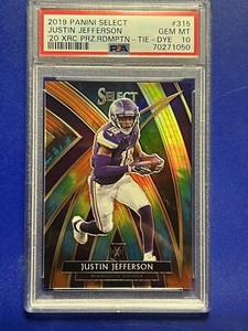 JUSTIN JEFFERSON 2019 PANINI SELECT XRC TIE-DYE PRIZM ROOKIE Card 9/25 PSA 10