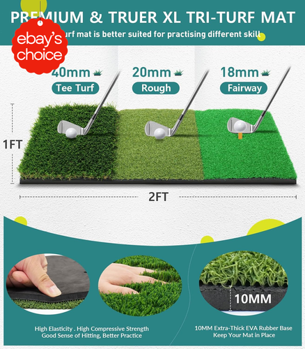 10x7ft Golf Net w Tri-Turf Mat Targets Indoor Outdoor Driving Practice - Picture 5 of 12