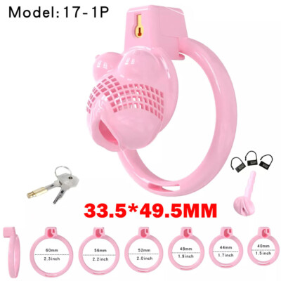 Pink 33.5*49.5mm For Male Cobra Chastity Sissy Cage Device Breathable Lock Ring