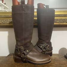White Stuff braune Leder Schnalle Pony Absatz Stiefel Reitstiefel Gr. 6 neuwertig