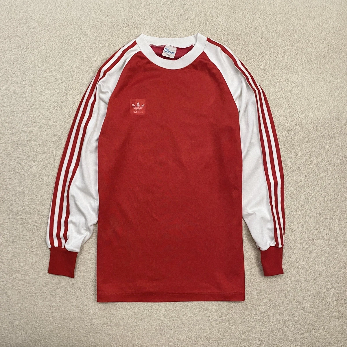 Adidas 70s Vintage Men&#039;s Long Sleeve Red Jersey West M |