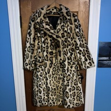 Vintage Xcentrix By Lou Nierenberg Camelore Coat Leopard Print Sz 16