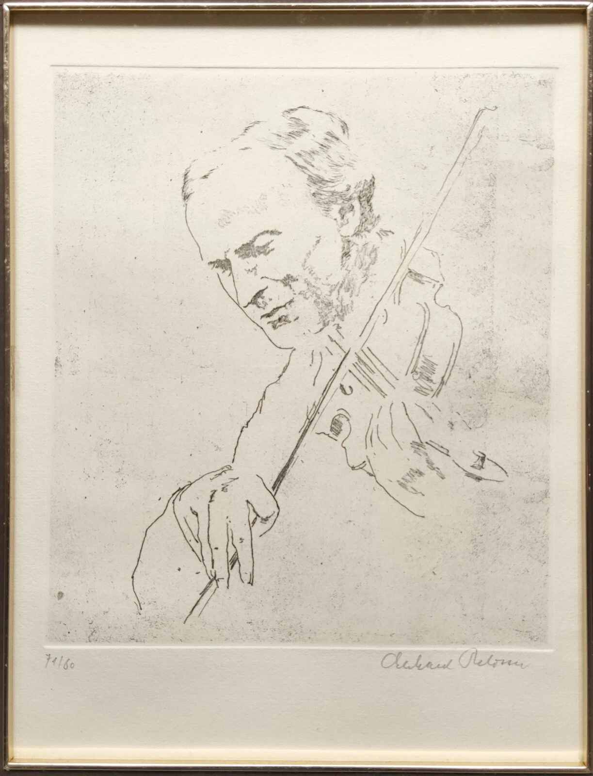 ORIGINAL SIGNED LTD ED ETCHING BY EBERHARD SCHLOTTER "YEHUDI MENUHIN" NO. 79/80. - Picture 3 of 24