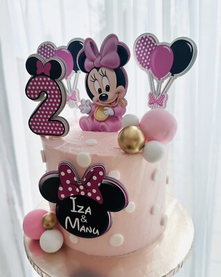 Cake Topper 3D Baby Minnie Mouse Rosa Holografisches Papier